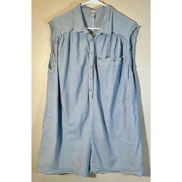 Intimately Free People Striped Jomo Romper Print Cotton Oversized XS - Picture 2 of 11